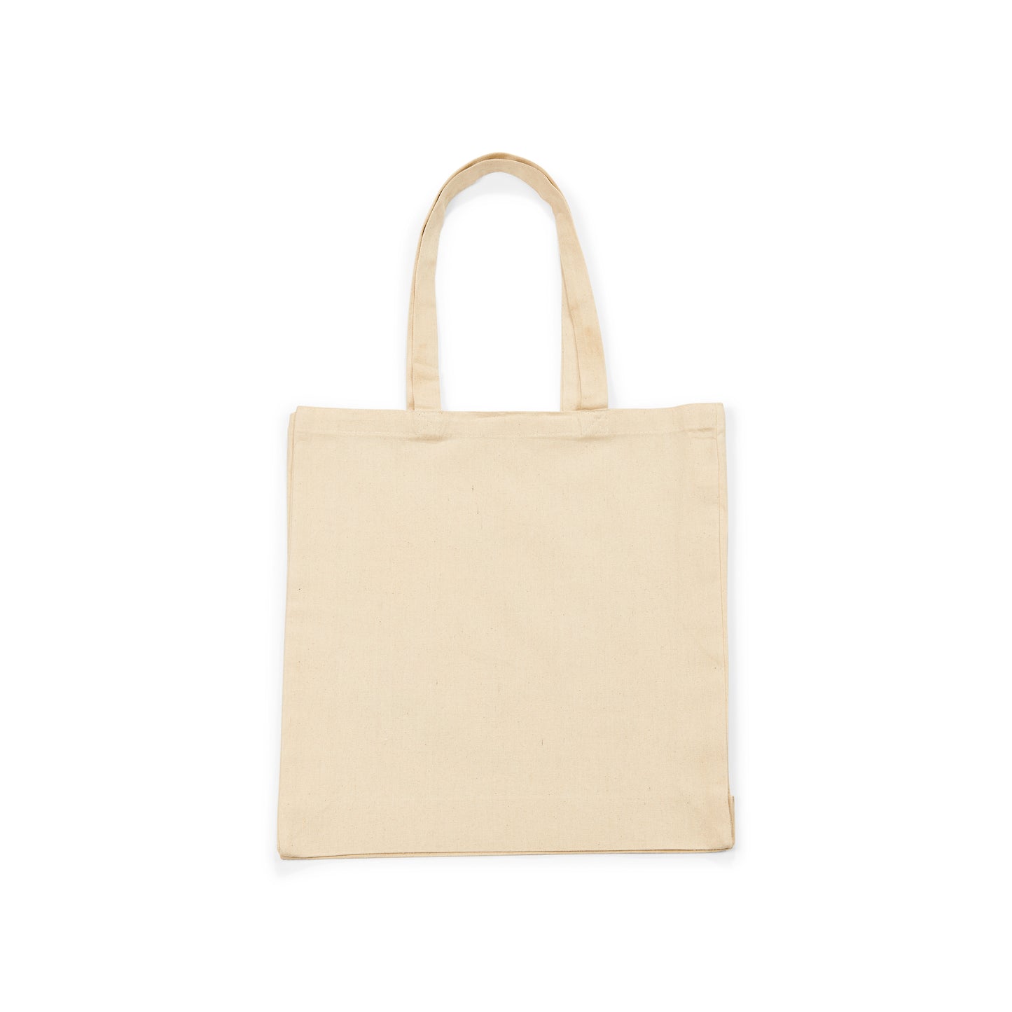 Bolsa tote de tela beige con asas, fondo blanco, bolsa ecológica reutilizable