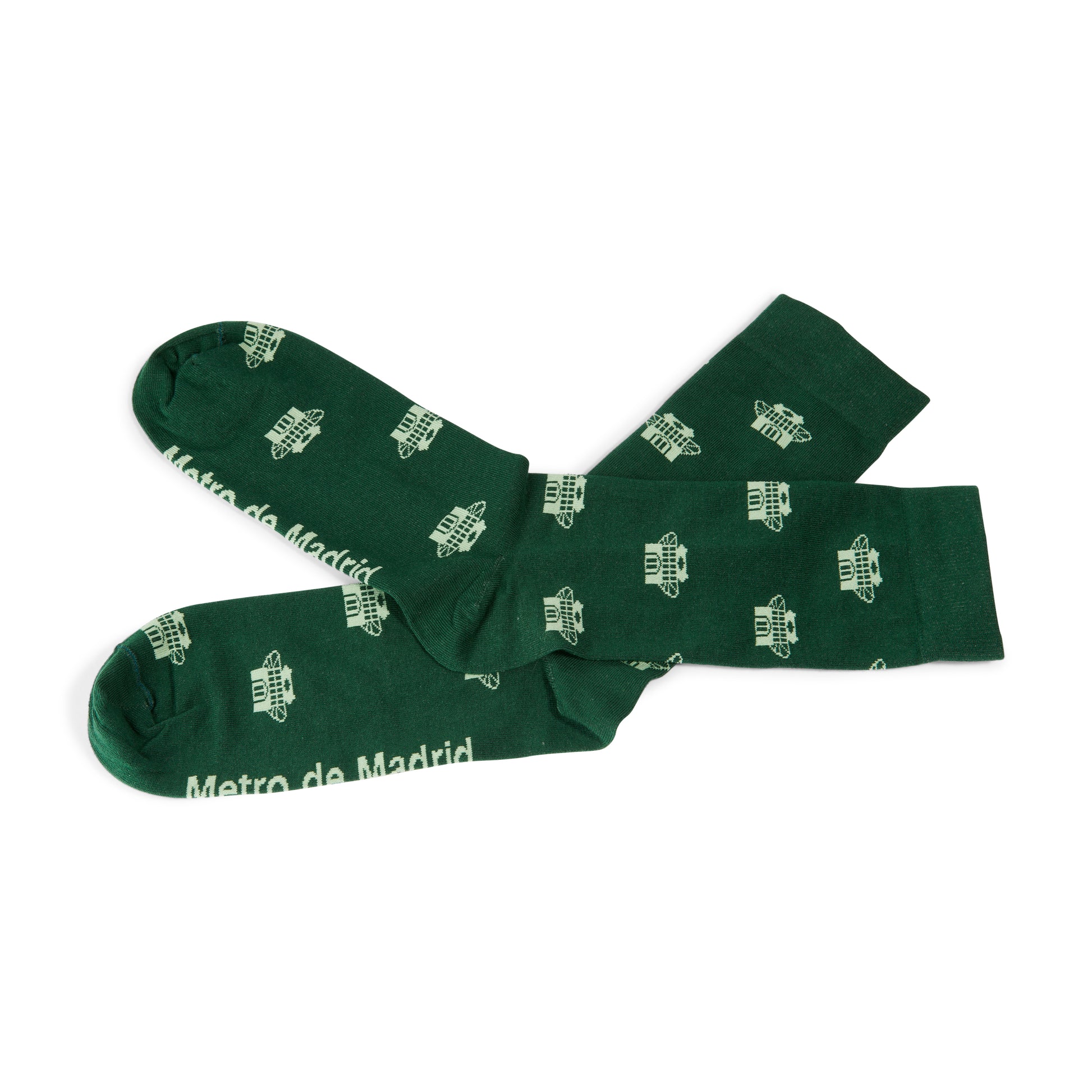 Calcetines verdes Metro de Madrid con logo blanco, accesorios originales de Madrid