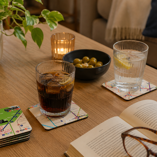 Metro de Madrid lines coasters set