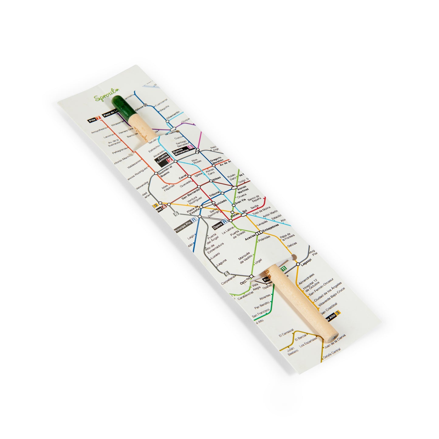 Mapa del metro de la Ciudad de México con lápiz ecológico sobre fondo blanco