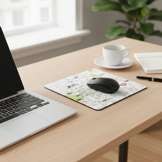 Plano del metro de Madrid impreso sobre una tabla blanca, líneas de metro y estaciones visibles.