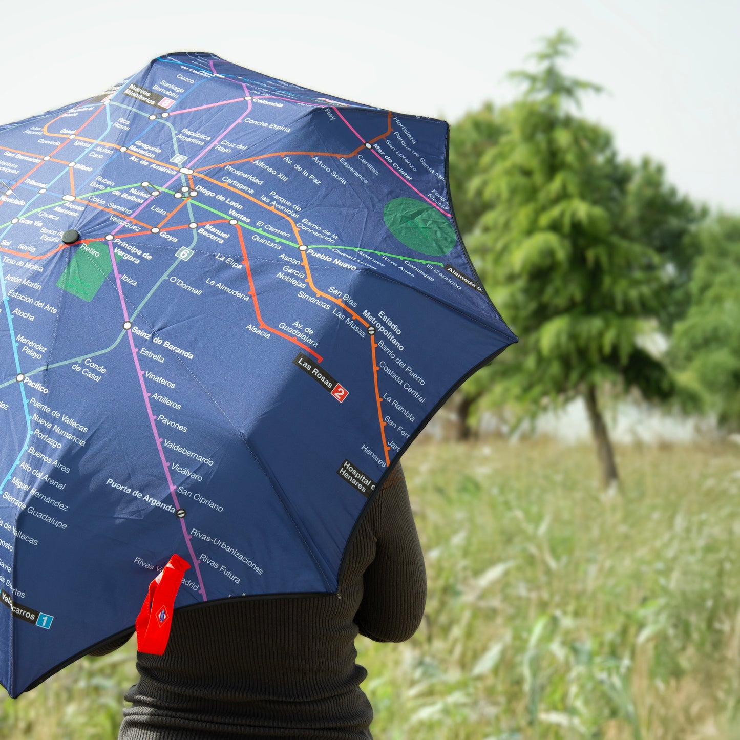 Paraguas plegable Metro de Madrid Azul
