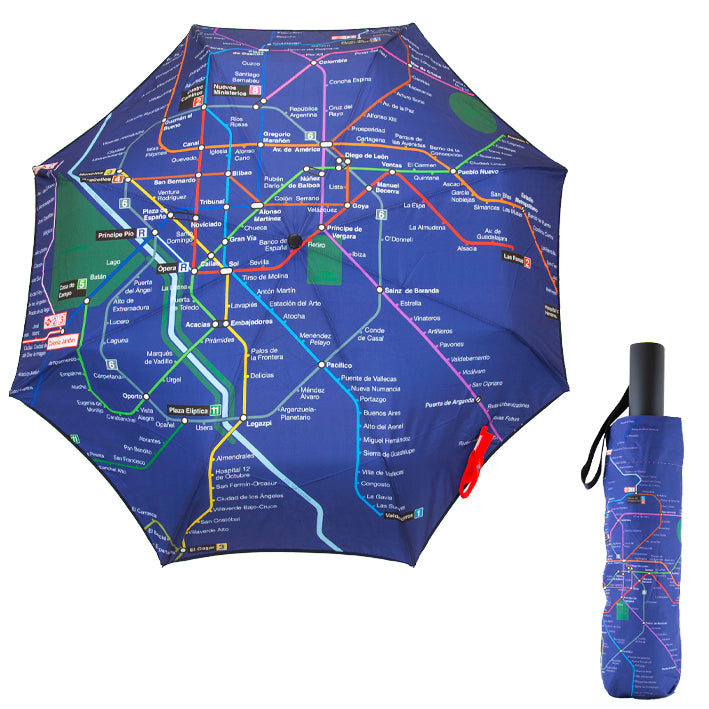 Paraguas plegable Metro de Madrid Azul